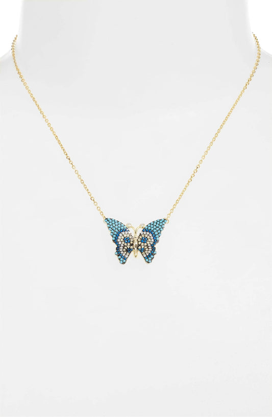 Butterfly Pave Charm Necklace
